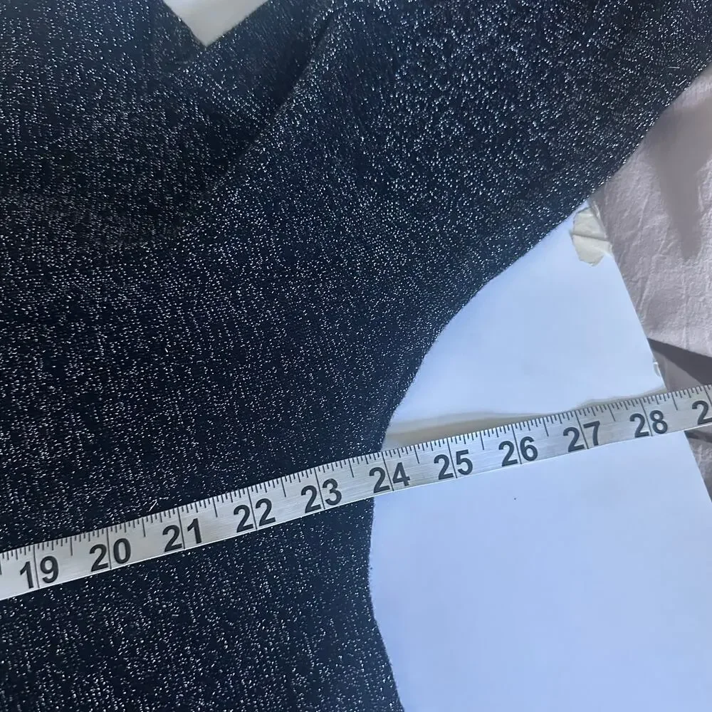 Michael Kors Black Silver Metallic Sparkle Sweater XL